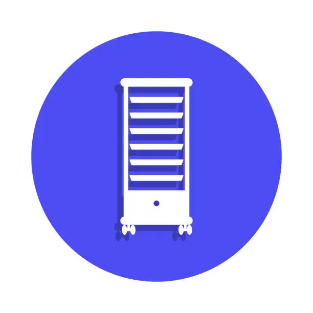 Vector illustration of Drawer Storage Trolley Hairdresser Shelf icon in badge style. One of Barber collection icon can be used for UI, UX