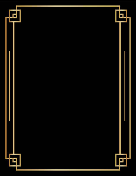 Art Deco Backgrounds Art deco style background / templates with copy space. Black and gold design. art deco frame stock illustrations