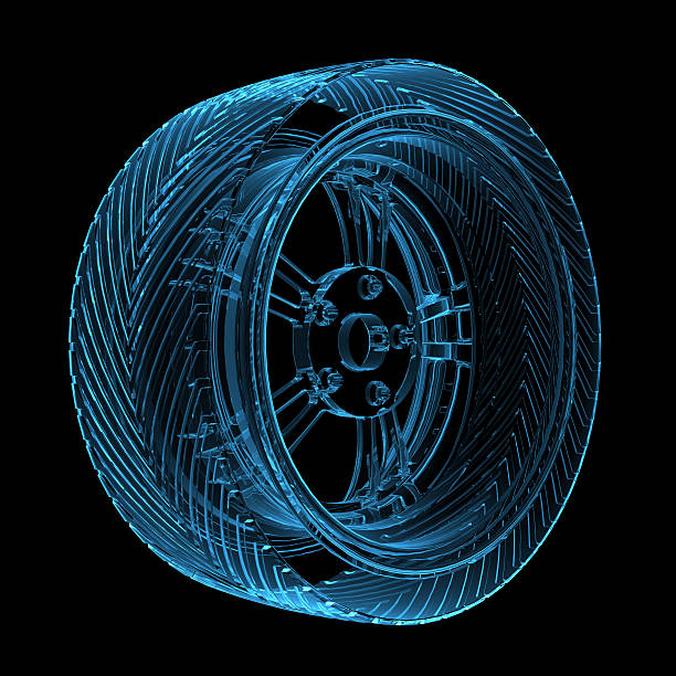 istock 3D rendered blue transparent glowing car tire 104508608