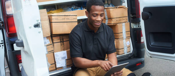 istock Tradesman checking emails on the job 1045100978