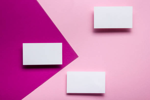 istock Business cards blank. Mockup on color background. Flat Lay. copy space for text 1045103442
