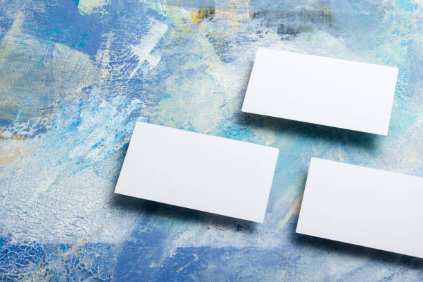 istock Business cards blank. Mockup on color background. Flat Lay. copy space for text 1045103448