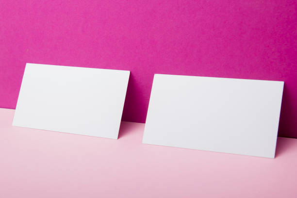 istock Business cards blank. Mockup on color background. Flat Lay. copy space for text 1045103466