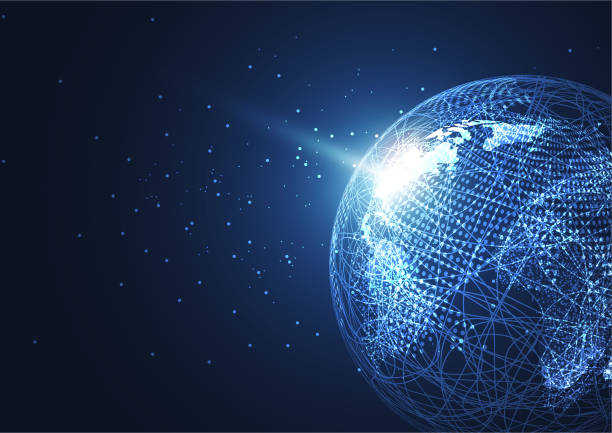 istock Global network connection. World map point and line composition concept of global business. Vector Illustration 1045111842