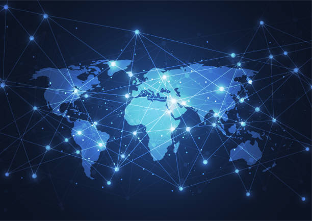 istock Global network connection. World map point and line composition concept of global business. Vector Illustration 1045115920