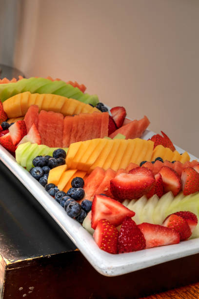 istock Fresh fruit platter including watermelon, cantaloupe, honeydew melon 1045121594