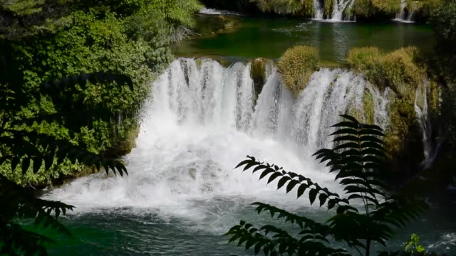 Krka Falls Landscape Closeup Water Flowing Waterfall Travel Nature