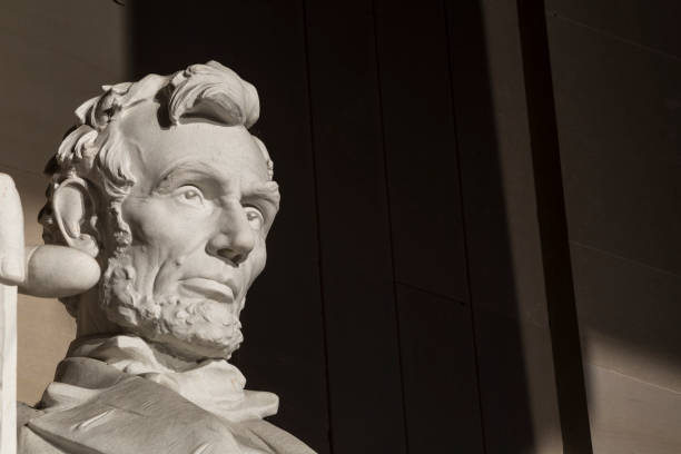 istock Close up Abraham Lincoln Statue at Memorial monument Washington DC 1045164884