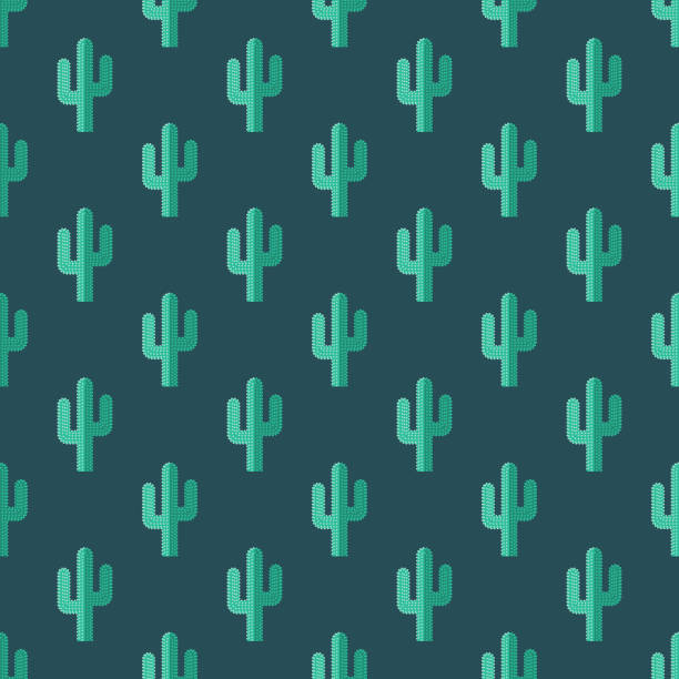 Cactus Wild West Seamless Pattern A cute flat design icon seamless pattern, which can be tiled on all sides. File is built in the CMYK color space for optimal printing and can easily be converted to RGB. No gradients or transparencies used, the shapes have been placed into a clipping mask. cactus stock illustrations