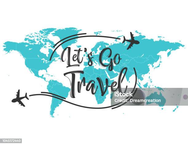 Lets Go Travel Inscription Quote Stock Illustration - Download Image Now - Travel, Logo, Journey
