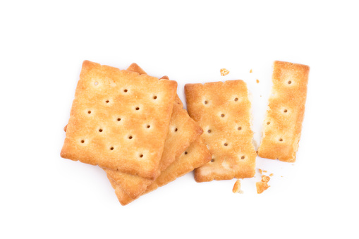 Square crackers cookies isolated on white background
