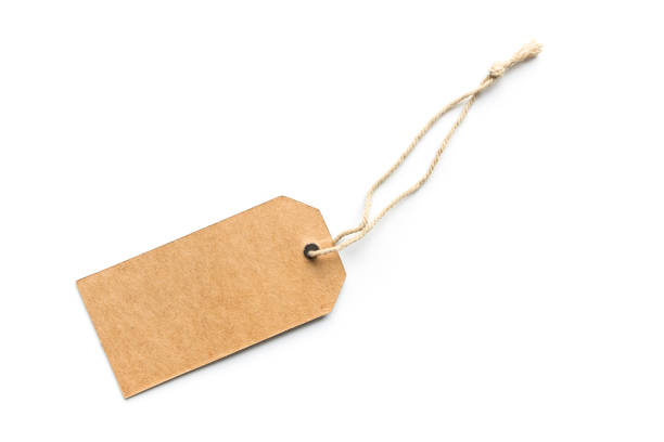 istock Blank cardboard price tag or label with thread isolated white background. 1045179728