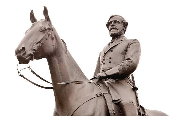 robert e. lee statua di gettysburg, isolato - gettysburg national military park foto e immagini stock