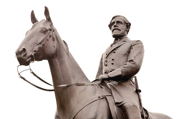 robert e. lee estátua de gettysburg, isolado - gettysburg national military park imagens e fotografias de stock