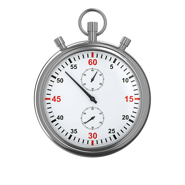 istock Portrait of a silver stopwatch on a white background 104520765