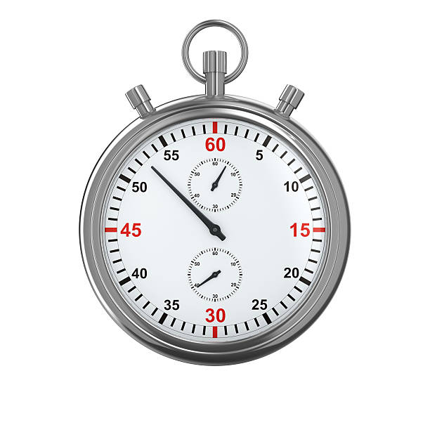 Portrait of a silver stopwatch on a white background Stopwatch on white background. Isolated 3D image stopwatch photos stock pictures, royalty-free photos & images