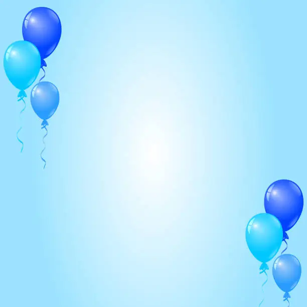 Vector illustration of Blue Balloons on Blue Background, Birthday Card, Party Invitation Card