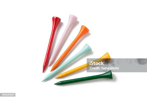 Golf Tees On White Stock Photo - Download Image Now - Tee - Sports Equipment, White Background, Color Image