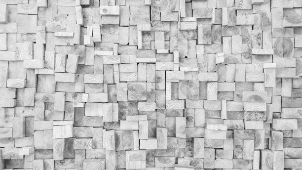 istock Black and white Old Wood slice square texture 1045213000