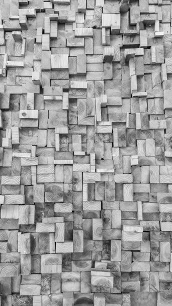 istock Black and white Old Wood slice square texture 1045213020