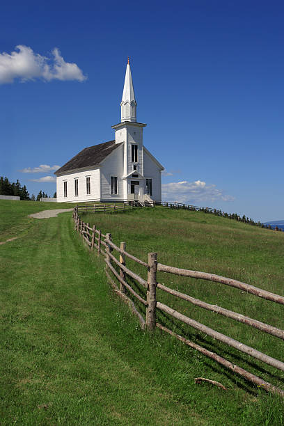 istock Little white church on a hill 104521982