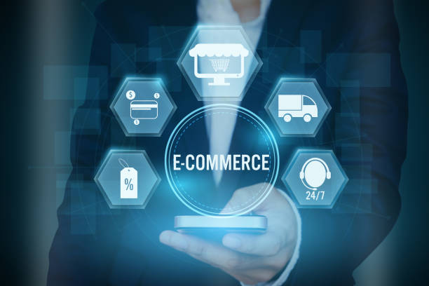 istock Businessman holding icon of E-commerce concept ,Creative design for banner. 1045221878
