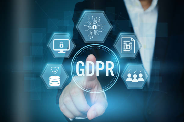 istock Businessman pointing icon of GDPR - General Data Protection Regulation concept ,creative design for banner. 1045221882