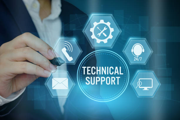 istock Businessman pointing icon of Technical support customer concept,Creative design for banner. 1045221900