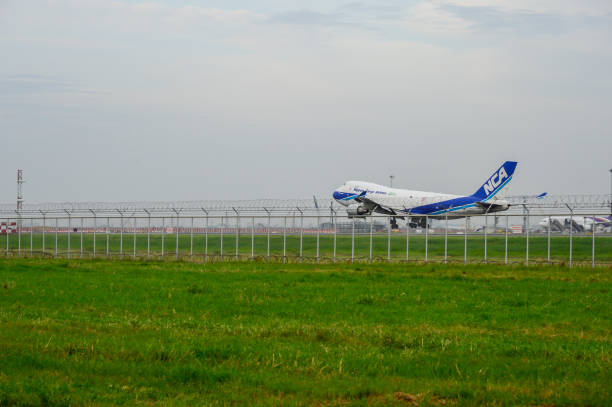 Nippon Cargo Airlines Plane landing to runways at suvarnabhumi international airport in Bangkok ,Thailand. Bangkok, Thailand - July 30, 2017: Nippon Cargo Airlines Plane landing to runways at suvarnabhumi international airport in Bangkok ,Thailand. This airport is one of the most populated airports in the world. nippon cargo airlines photos stock pictures, royalty-free photos & images