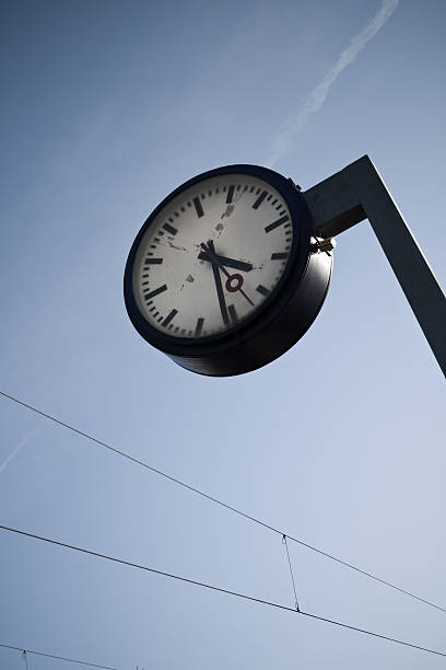 railway clock stock photo