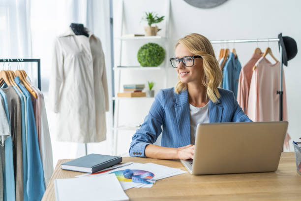 istock Fashion designer working on her designs in the studio 1045224986