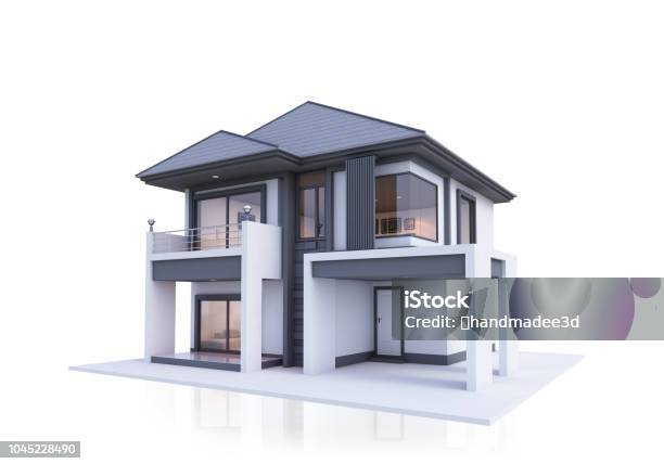 House Three Dimensional Render Stock Photo - Download Image Now - House, Three Dimensional, Residential Building