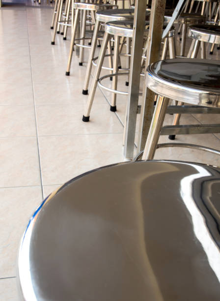istock Stainless steel stool in school cafeteria 1045230066