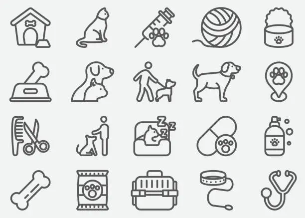 Vector illustration of Pet and Animal Line Icons