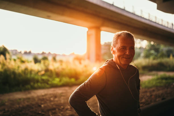 Senior jogging in the city