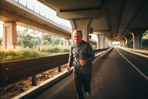 istock Senior jogging in the city 1045243012