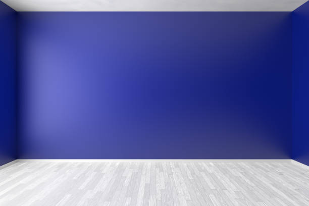 istock Empty blue room with white parquet floor 1045245558