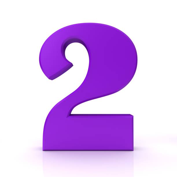 Number 2 Two Second 3d Purple Sign Symbol Icon Isolated On White