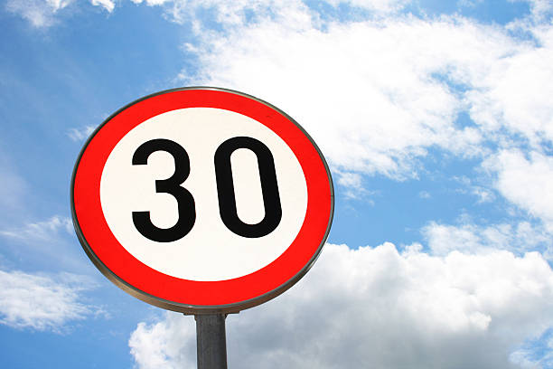 Sign for 30 km/h stock photo