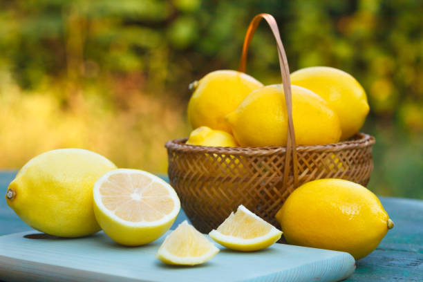 istock Fresh, ripe lemons in wicker basket 1045257822