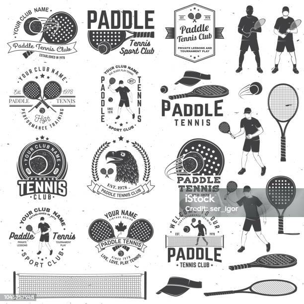 Set Of Paddle Tennis Badge Emblem Or Sign Vector Illustration Concept For Shirt Print Stamp Or Tee Stock Illustration - Download Image Now