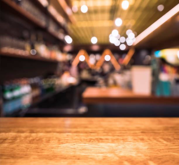 istock Table top counter Blur Bar Restaurant shop background 1045263126