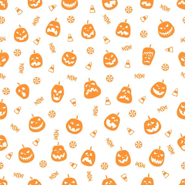 Vector illustration of Halloween Pumpkin Seamless Pattern