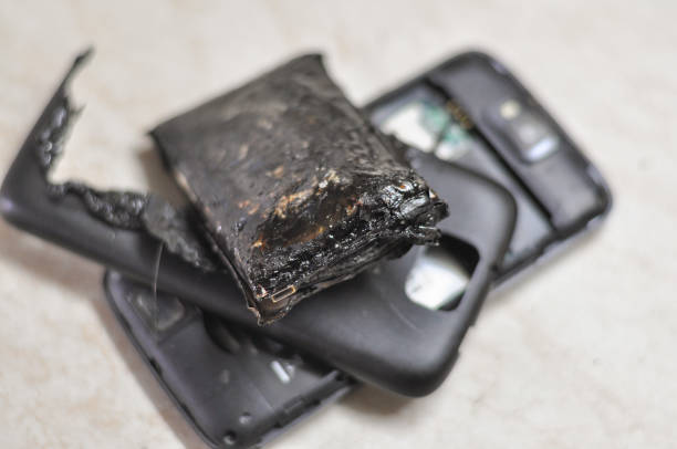istock Mobile phone battery explodes and burns due to overheat 1045269146