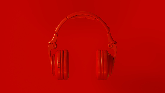 Red Modern Headphones 3D illustration 3d render