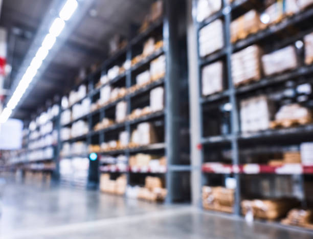 istock Warehouse shelf storage Product Logistic Business Blur Background 1045273308