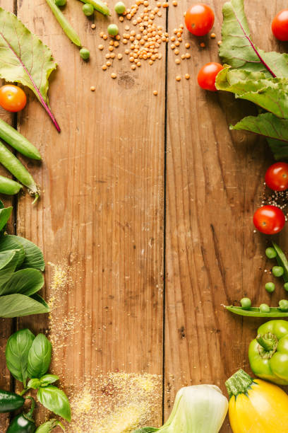 istock Fresh vegetables placed on wooden table 1045279550