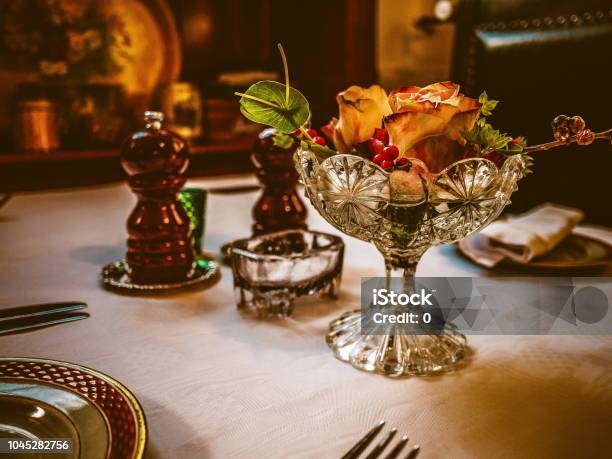 Beautiful Dining Table Decoration Stock Photo - Download Image Now - Bowl, Copenhagen, Crystal