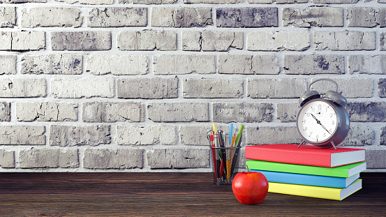 Back to School Concept with Stationery Supplies 3d render 3d illustration