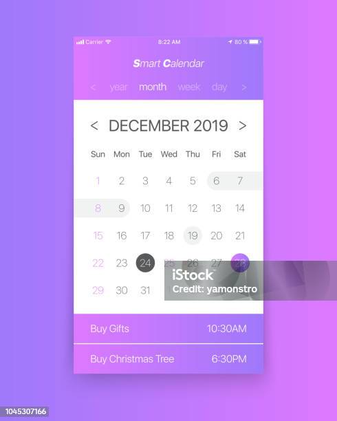Calendar Ui Vector Vector Calendar App Ui Concept Stock Illustration - Download Image Now ...